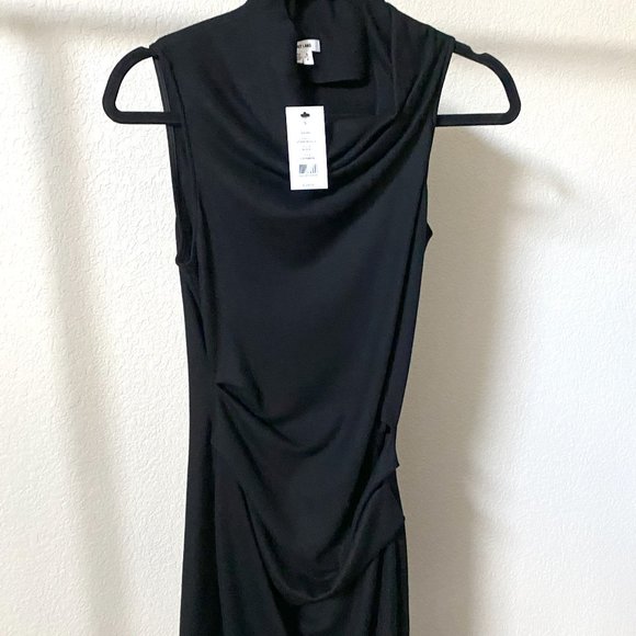 Helmut Lang NWT Sonar Wool Sleeveless Draped Asymmetrical Black Dress Size S - Picture 2 of 10